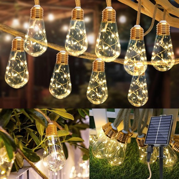 Solar String Lights Outdoor,26 Ft  Rope  Solar Patio with 8Modes and Remote Control,LED Patio Lights  Christmas Decoration Light