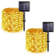 QiShi Solar String Lights Outdoor, 33Ft 100 LED Solar Powered Fairy Lights Waterproof Decorative Lighting for Patio Garden Yard Party Wedding Warm White