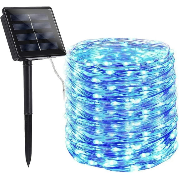 Solar String Lights for Outdoor,33ft 100 LED Bright Copper Wire Fairy Lights Waterproof Solar Lights with 8 Modes for Tree Garden Party Wedding Christmas Decor (Blue)