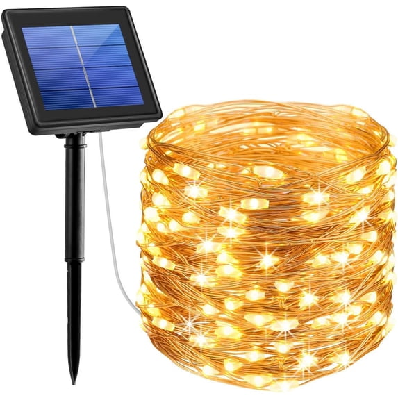 Solar String Lights for Outdoor,33ft 100 LED Bright Copper Wire Fairy Lights Waterproof Solar Lights with 8 Modes for Tree Garden Party Wedding Christmas Decor (Warm White)