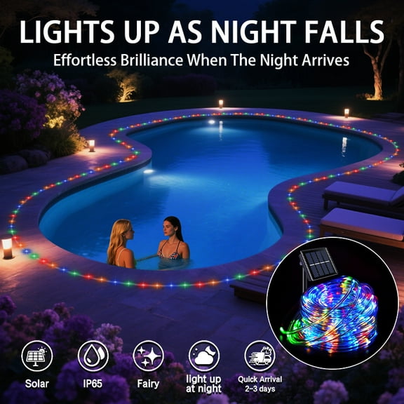 Solar String Lights Outdoor, 39FT 100 LED Rope Lights Solar Powered with 8 Lighting Modes,IP65 Waterproof Solar Patio Lights, Solar String Lights for Outside Tree Yard Halloween Decoration