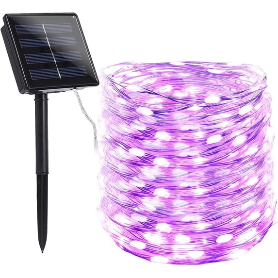 Solar String Lights for Outdoor,99ft 300 LED Bright Copper Wire Fairy Lights Waterproof Solar Lights with 8 Modes for Tree Garden Party Wedding Christmas Decor (Purple)