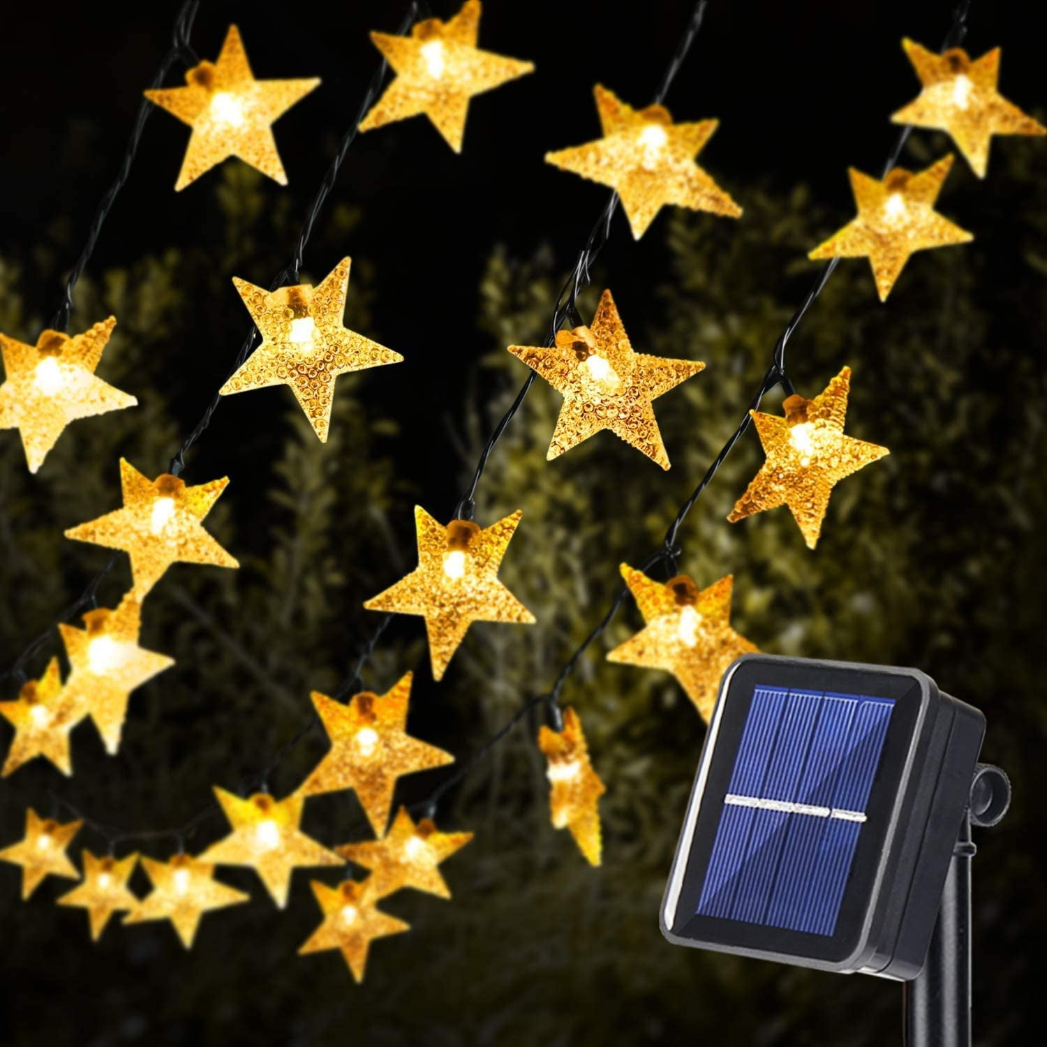 Solar String Lights Outdoor Christmas Star String Lights, 39ft 100LED