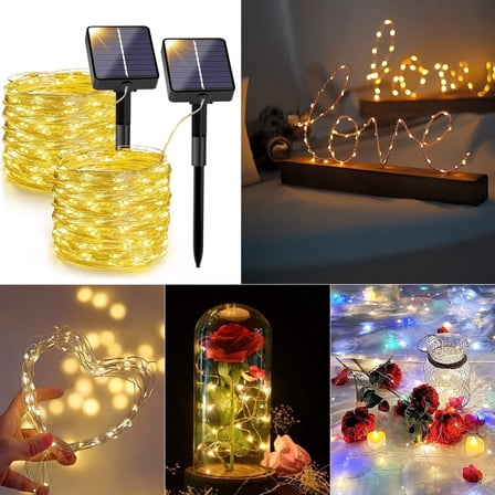 IJIL Solar String Lights, Valentines Day Decorations 66FT LED Fair Lights Gifts for Women Men (2Pack)