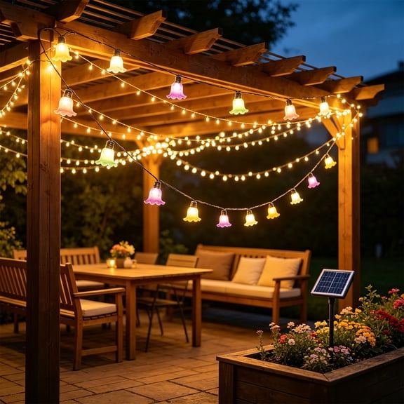 Solar String Lights, Outdoor Decorative Lighting, Solar-Powered Light Strand, for Patio, Garden and Seasonal Displays