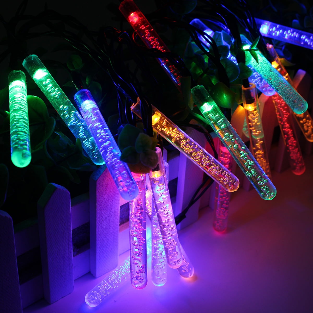 Solar String Lights Outdoor/Indoor, 16.4ft 20 LED Colorful Christmas String Lights,Waterproof 8 Modes Plug in Fairy Lights for Backyard Party Wedding Garden