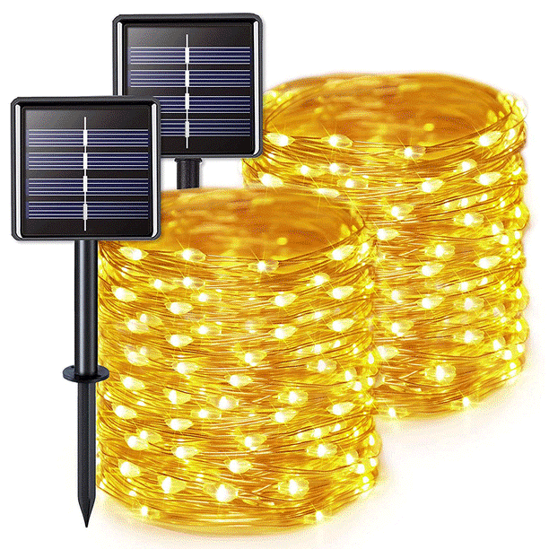 Solar String Lights Outdoor, Mini 33Feet 100 LED Copper Wire Lights, 8