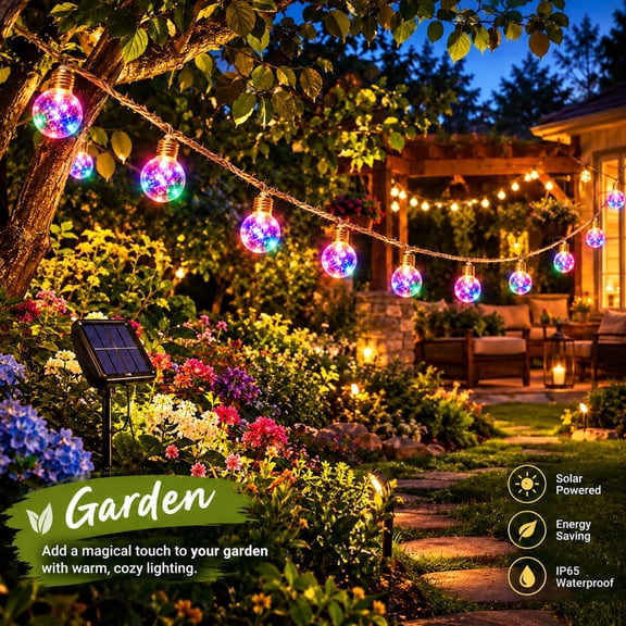 Solar String Lights Outdoor, Vintage Hemp Rope Lights with 10/16/25 Shatterproof Bulbs, 8 Modes, IP65 Waterproof, Auto On/Off Solar Patio Lights for Garden Party Decor
