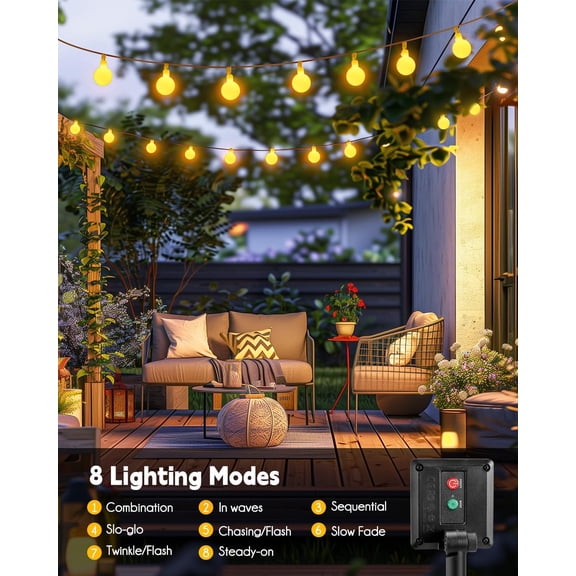 Solar String Lights Outdoor Waterproof, 19.6Ft 60 LED Globe Solar Patio Lights, 8 Modes Balcony Lights for Yard Patio Tree Canopy Party Camping Balcony$$Home Decor, Kitchen, & Other