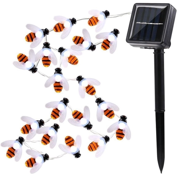 Solar String Lights,Outdoor Waterproof 30 LEDs Bee Shaped Fairy Lights,Bright Flash Fairy Light Garden Party Decoration Lighting
