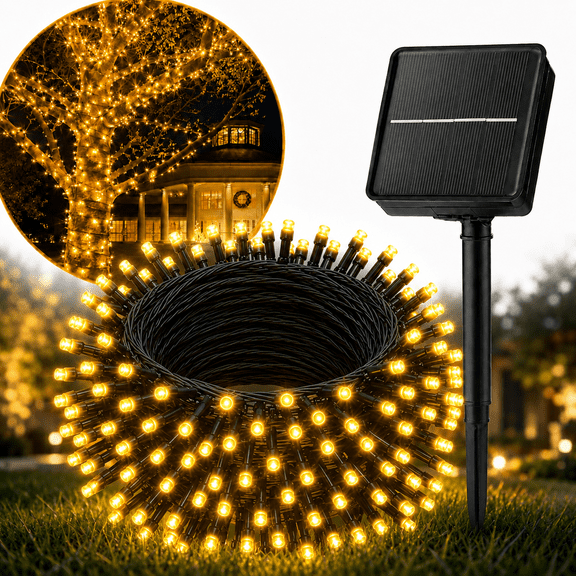 Solar String Lights Outdoor Waterproof- 40 FT 100 LED Solar Powered String Lights with 8 Lighting Modes, IP65 Waterproof Solar Christmas Lights for Outdoor Outside Tree Party Decor, Warm White