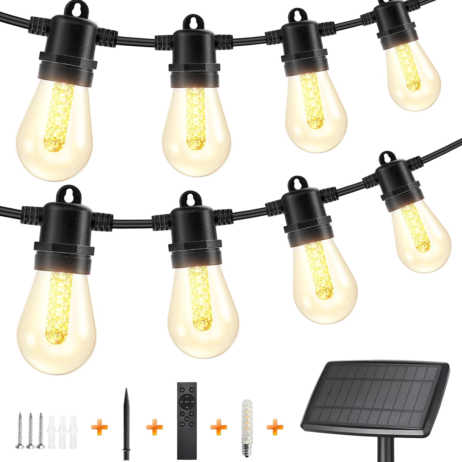 48FT Solar Powered Waterproof Outdoor Garland Lights 15 Shatterproof