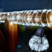 Solar String Lights Outdoor Waterproof, 72Ft 200 Led Solar Rope String Lights with 8 Lighting Modes, Copper Wire PVC Tub