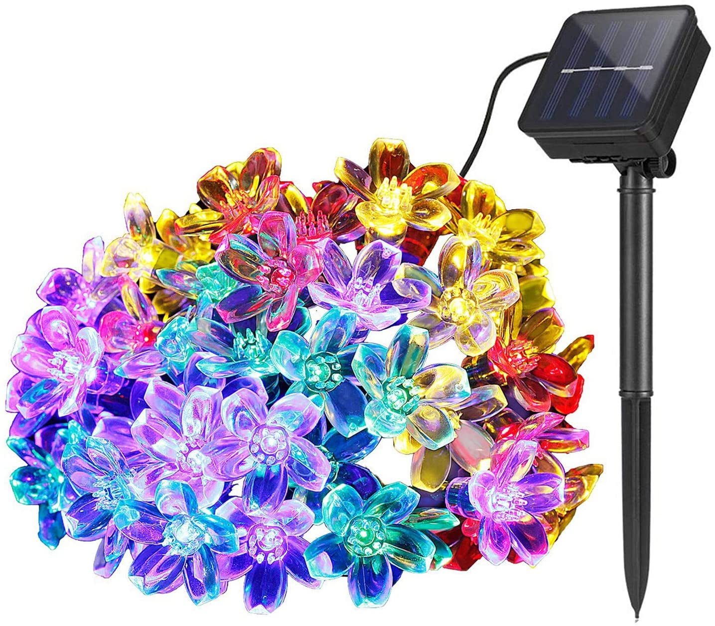 Solar String Lights Outdoor Waterproof LED Camping 8 Modes Color Changing Novelty Patio Fairy String Lights