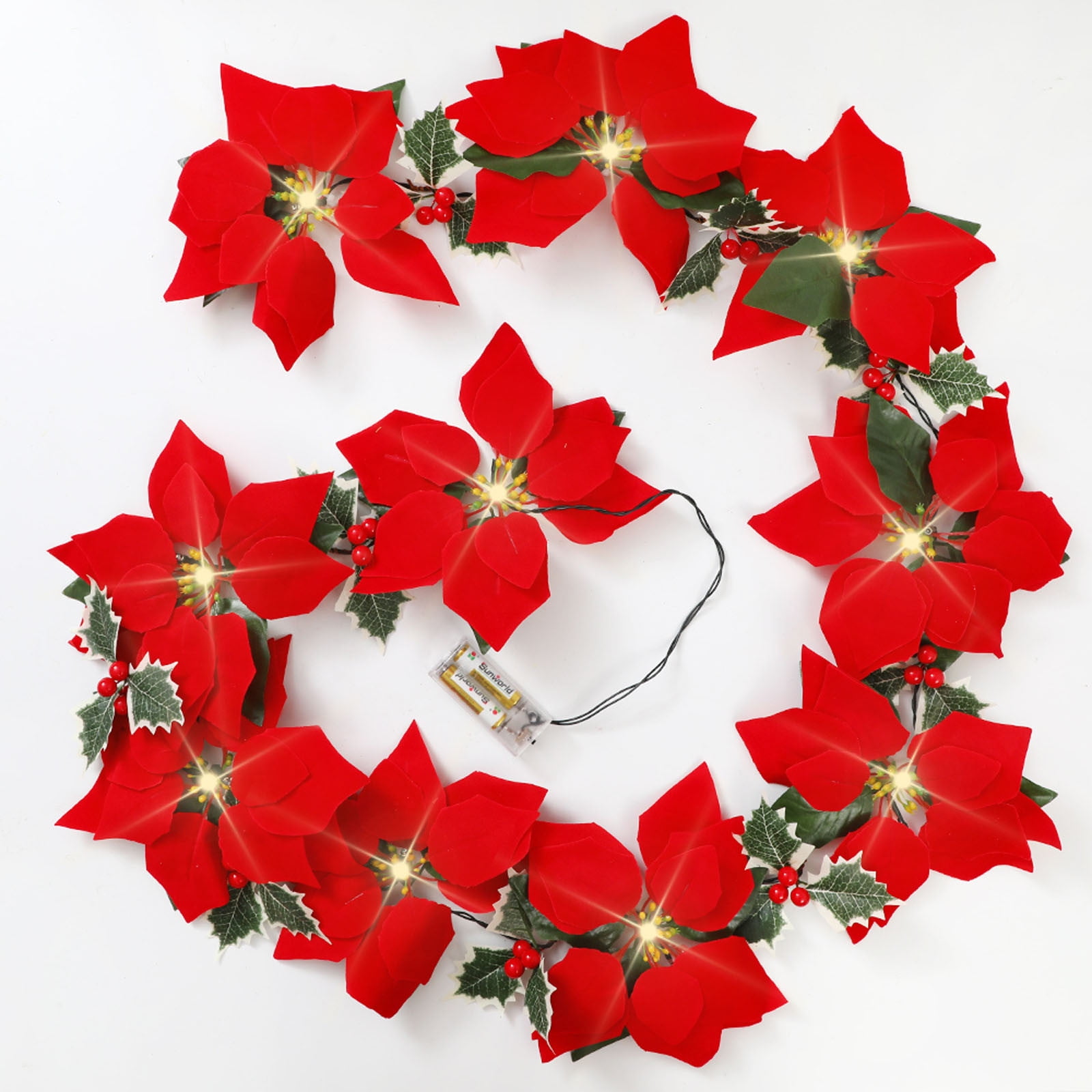 Solar String Lights Outdoor Waterproof Steady Christmas Decoration Lights Red Fruit LED Copper