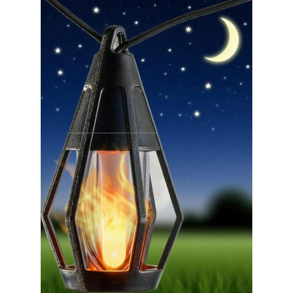 Solar String Lights for Outside, 21Ft Patio Lights with 10 Flickering Flame Bulbs, Waterproof Solar Powered Outdoor Lights for Garden, Yard, Patio, Gazebo, Bistro, Cafe, Party Decoration