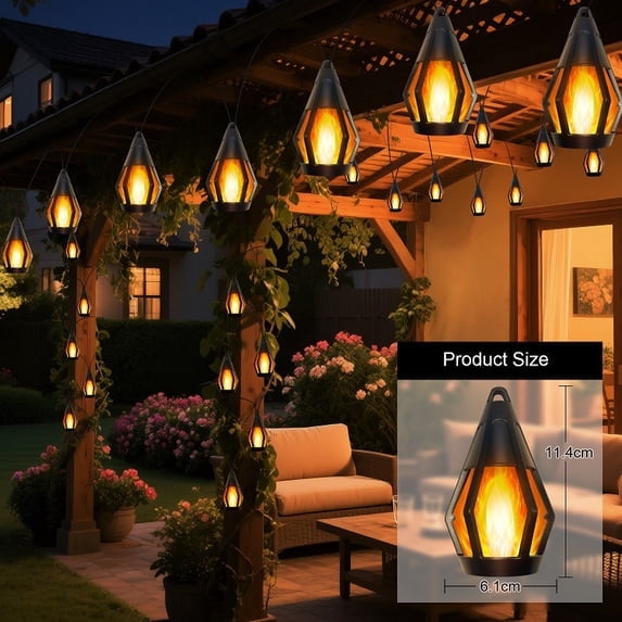 Solar String Lights for Outside, 21Ft Patio Lights with 10 Flickering Flame Light Bulbs, Waterproof Warm White Solar Powered Outdoor Light for Garden Yard Patio Gazebo Bistro Cafe Party Decor