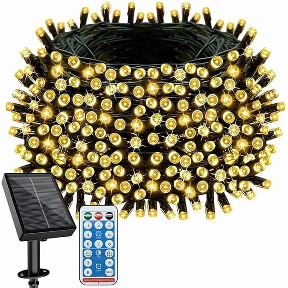Electight Solar String Lights Outdoor Waterproof, 300 LED 98FT Fairy Lights with 8 Modes, for Garden Party Christmas Decor, Warm Yellow