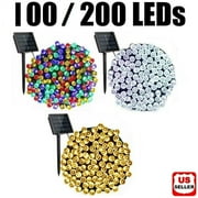 Solar String Lightslights 100LED (39ft 12m) or 200 LED(72ft 22m) Solar Powered Fairy Lighting Waterproof Outdoor String Lights for Indoor Gardens Xmas Tree Homes Wedding Party Decor
