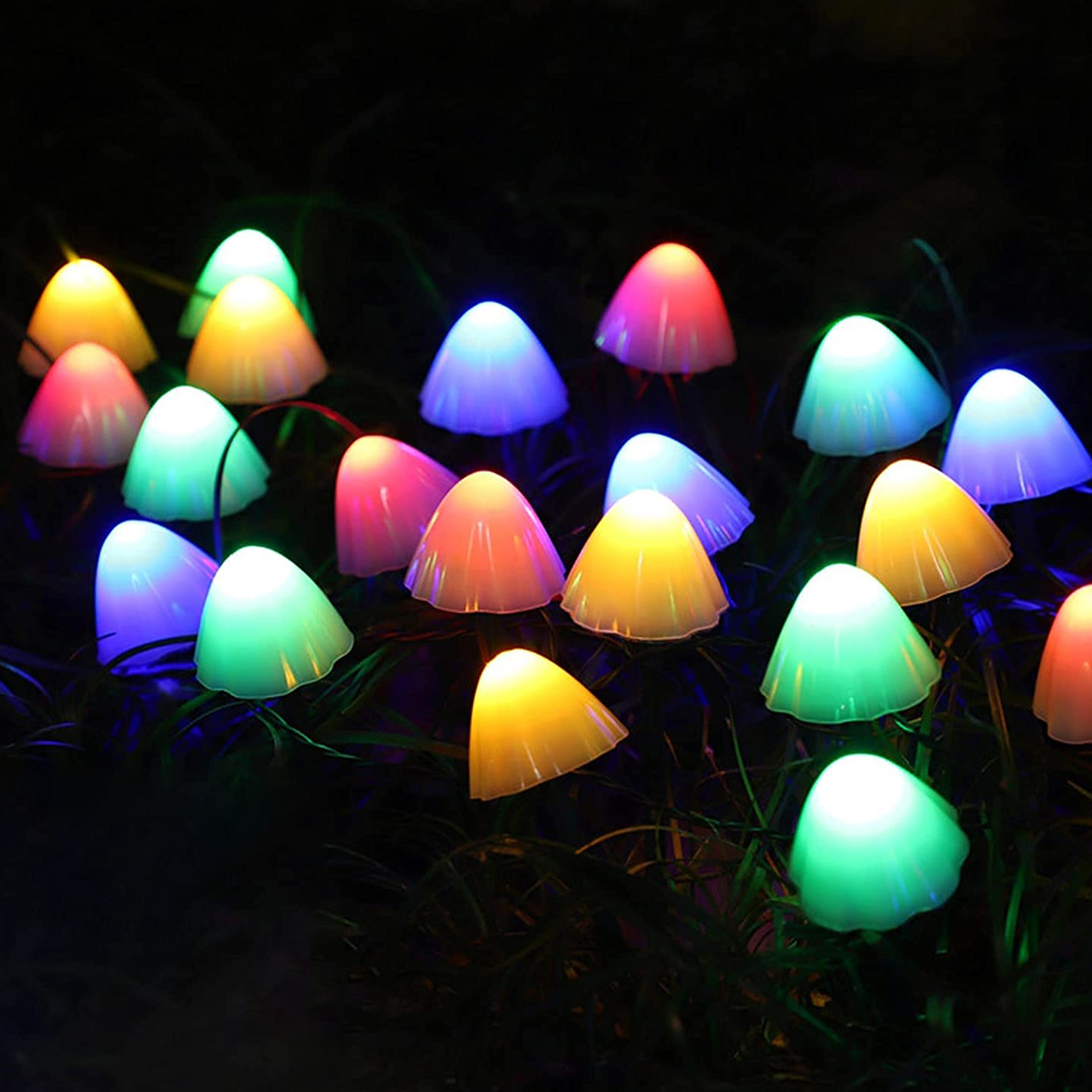 Solar Mushroom Lights, 12.5Ft 12 LED Solar String Lights Outdoor, Waterproof Mini Mushroom Lamp for Yard Patio Decor (Multicolor)