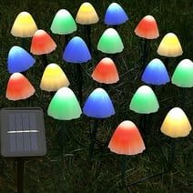 Solar String Mini Mushroom Lights, 24ft 12 LED Outdoor Solar Garden Lights, Waterproof Mushroom Lamp for Landscape Yard Patio Party Decors (Multi-Colored)