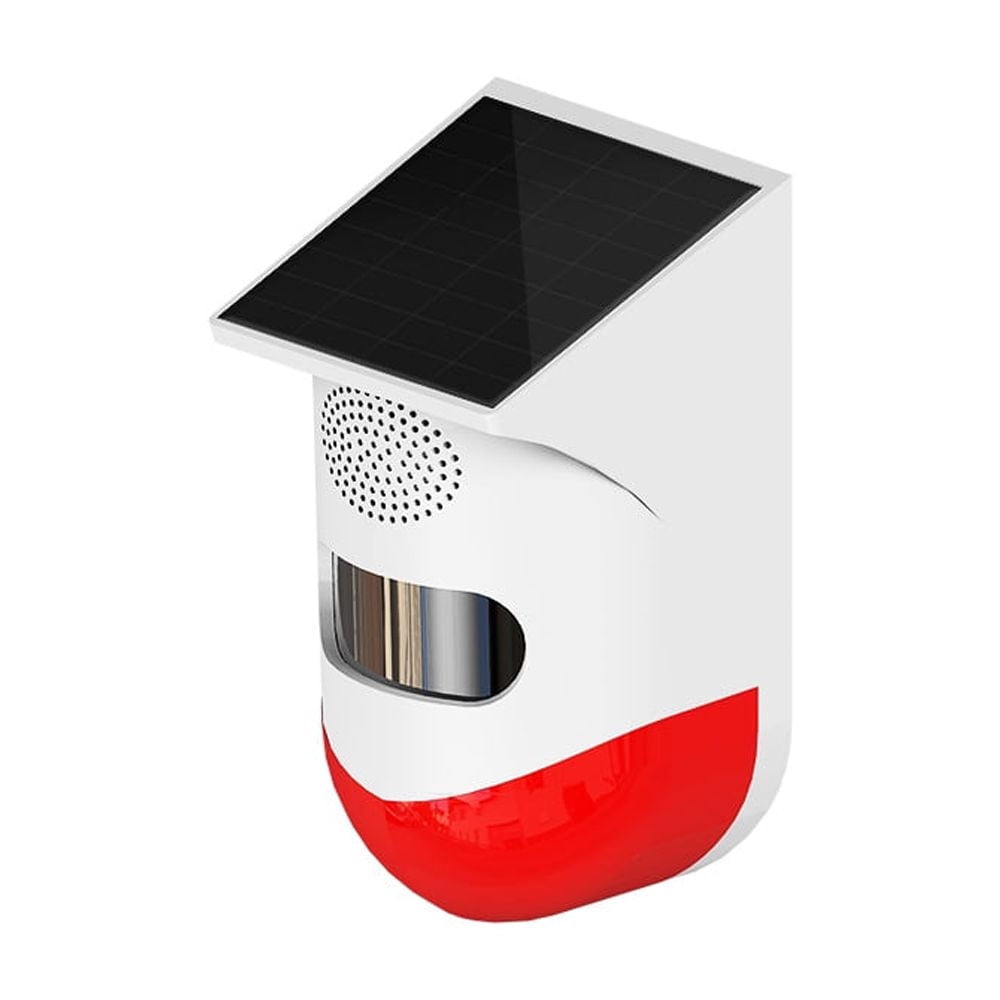 Solar Strobe Alarm Light with Motion Sensor Siren Outdoor Alarm Siren with Remote Controller 120db Sound Security Siren Light IP67 Waterproof and 4 Mode for Home,Farm,Barn,Villa,Yard