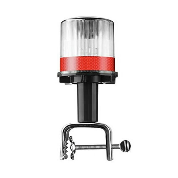 Solar Strobe Warning Light 360 Degree - Super Bright Waterproof IP48 for Construction Traffic Dock Marine Wireless - Constant On or Flashing (Red)
