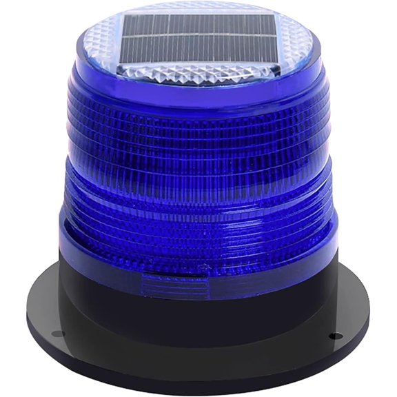 Solar Strobe Warning Light: Strong Magnetic Base Waterproof Traffic Light,Solar Safety Flashing LED Lamp for Construction, Traffic, Factory, Safety Sign, Crane Tower, Boat Navigation (Blue)