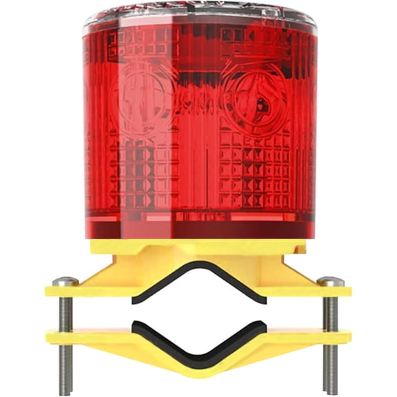 Solar Strobe Warning Light: Waterproof LED Flashing Safety Light, High Bright LED Warning Lamp Outdoor, Traffic Lights for Construction Factory Safety Road Sign Dock Marine Beacon (Red)