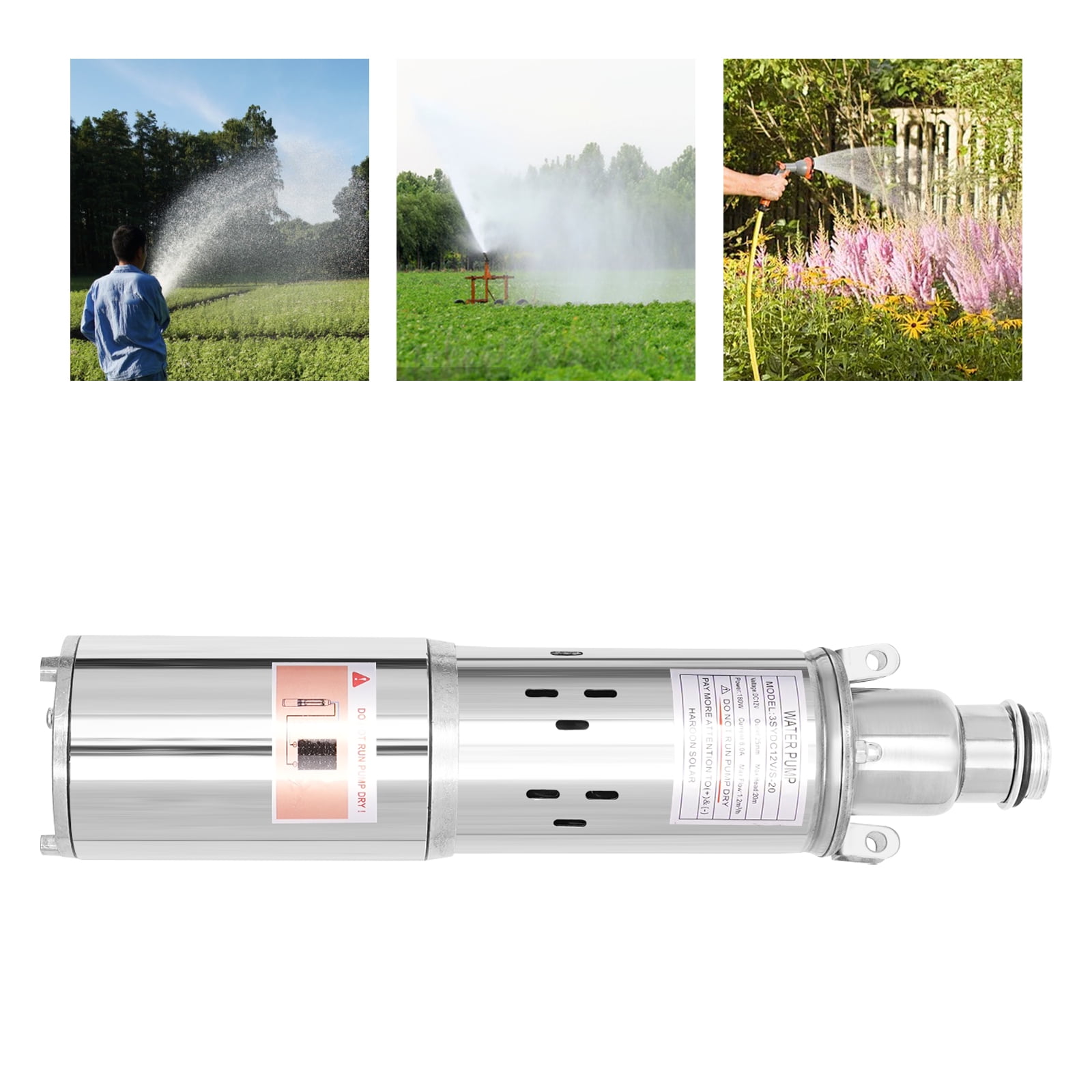 Solar Submersible Pump High Pressure Deep Well Pump 42.38ft/ h DC12V 180W