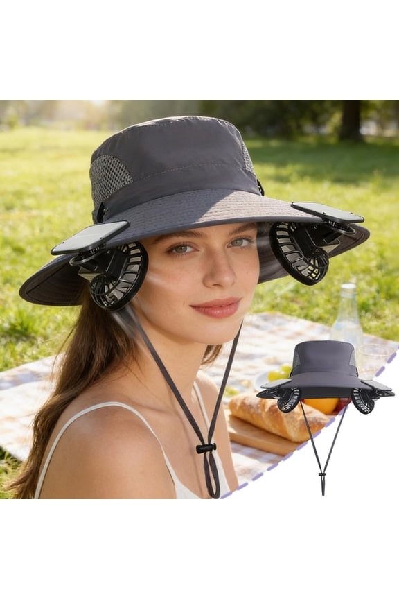 Solar Sun Hat for Men and Women with Neck and Face Cover, Wide Brim Cooling Hat with USB Rechargeable and Breathable Mesh for Fishing, Hiking, Gardening, Outdoor Work