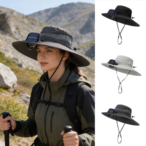 Solar Sun Hat for Men and Women, Wide Brim UV Protection Fishing Hat with Adjustable for Beach, Hiking, and Outdoor Work