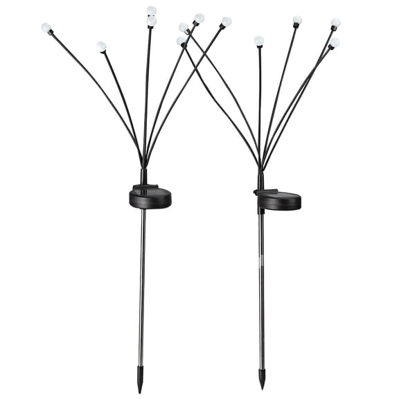 Solar Sway Stakes - Set of 2 Outdoor Lights - Firefly Effect - Soft Illumination - Easy Installation - Battery Included - 28.75" High - By Fox RiverTM Creations
