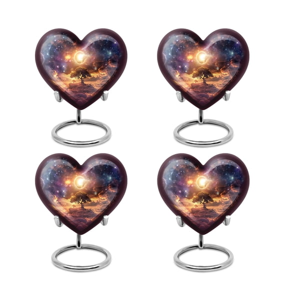 Solar Symphony Urn For Ashes Adult Male - Urns For Human Ashes Set Of 4 - Small Urns For Ashes - Heart Urns For Human Ashes - Small Ashes Keepsake (Size-3inch,4pcs)