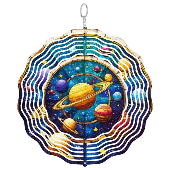 Solar System 3D Wind Spinner Kinetic Stainless Steel Cosmic Hanging Decor
