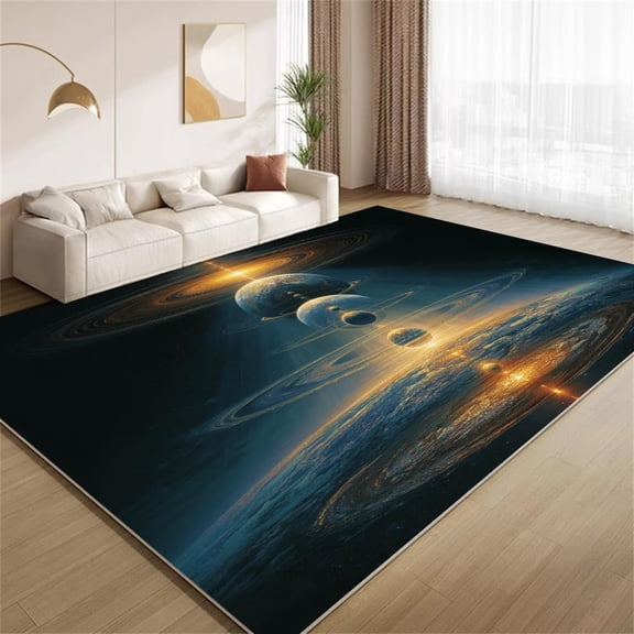 Solar System Area Rugs, Planet Space Carpet, Washable Non Slip Low Pile Soft Rug for Bedroom Living Room Decor Mat 2ftx3ft