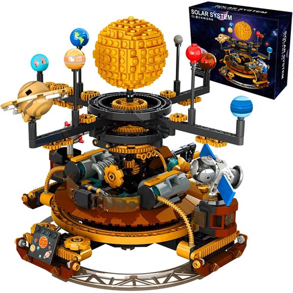 Solar System Building Blocks Set - Rotatable Space Exploration Building Toy, Includes 9 Planets and Rocket Set, Science Astronomy Educational Gift, Suitable for Boys and Girls Aged 8 and Up