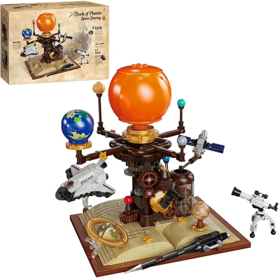 Solar System Building Blocks Toy, Mechanical Planet Earth and Moon in Orbit Model Kit, STEM Space Astronomy Science Construction Set, Educational Birthday Gift for Kids Ages 8-12+ Boys Girls 672Pcs