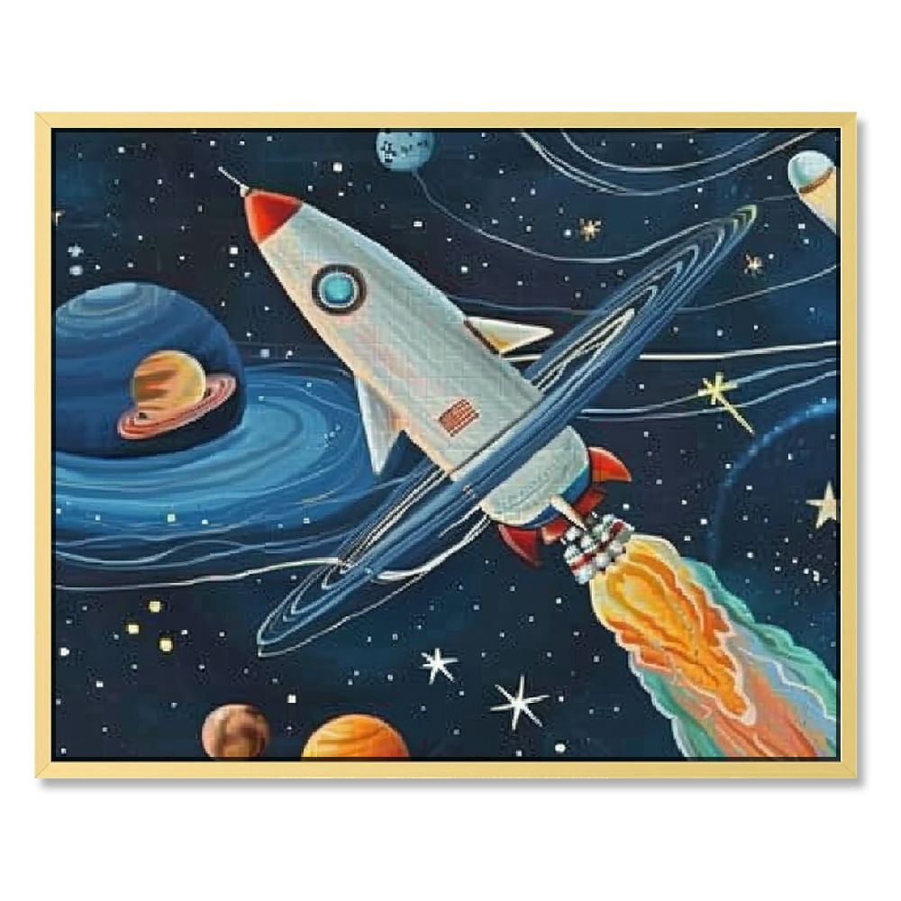 Solar System Canvas Wall Art Decor, Space Themed Galaxy Astronaut ...