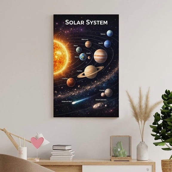 Solar System Classroom Wall Art Print, Unframed Paper Poster 8x10in