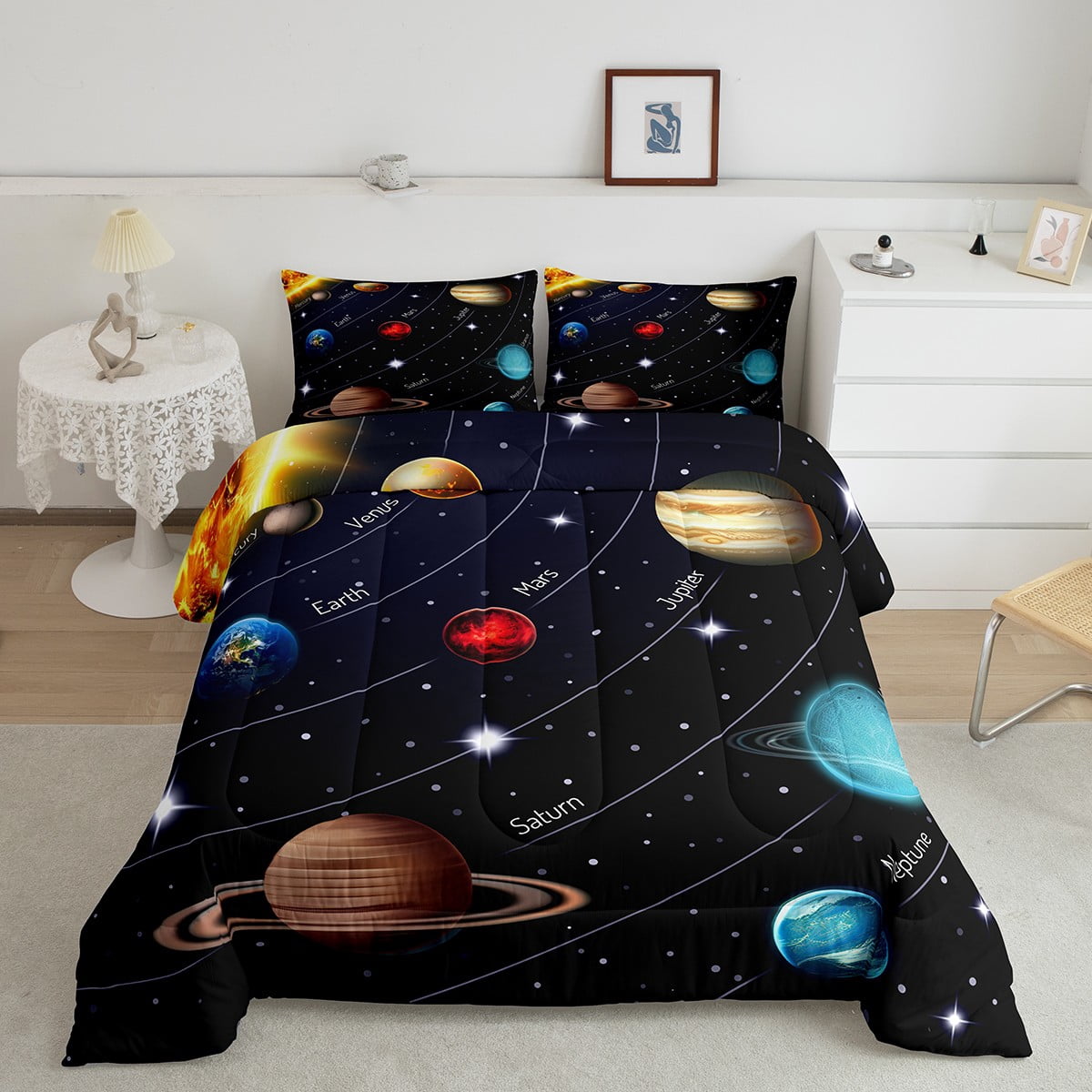 Solar System Comforter Set Full Outer Space Bedding Universe Themed ...