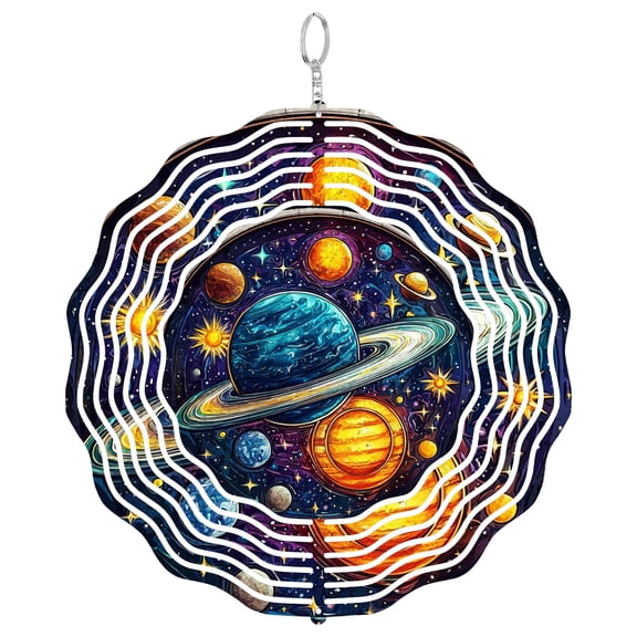 Solar System Cosmic 3D Wind Spinner Kinetic Stainless Steel Garden Yard Decor