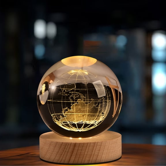 Solar System Crystal Night Light with Engraved Saturn Nebula Design, USB Rechargeable RGB Changing Lamp for Bedroom Living Room, 2.35-Inch Space-Themed Decorative Bedside Light