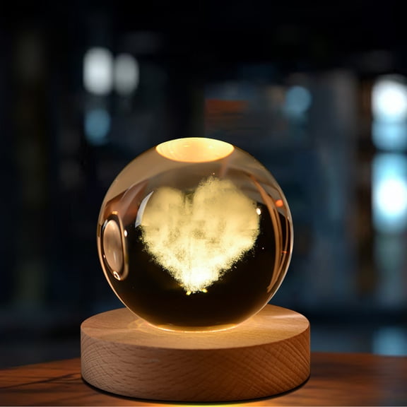 Solar System Crystal Night Light - Saturn & Stellar Sphere USB Charged LED Lamp - 2.76" Engraved Space-Themed Decor for Bedroom, Living Room - Warm White & Orange Glow - Unique Gift D