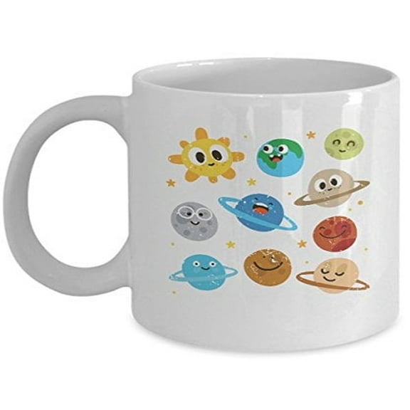 Solar System 11 oz Coffee Mug - Planet Gifts for Kids White Ceramic