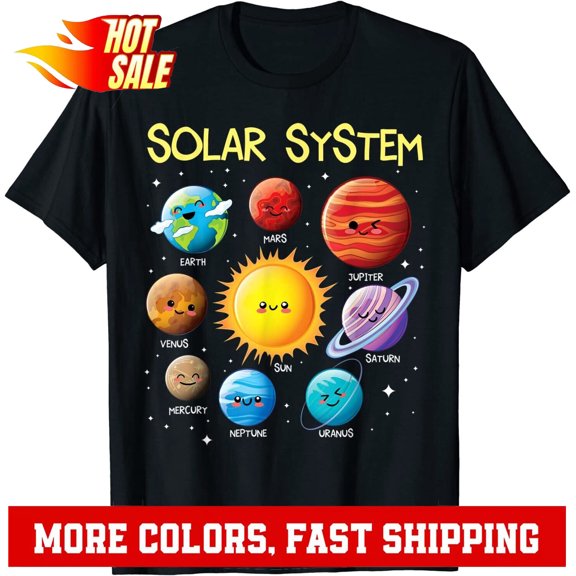 Solar System Cute Face Planets Space Science Teacher School T-Shirt