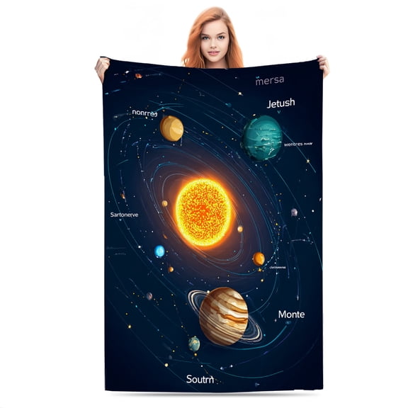 Solar System Dance Soft Printed Throw Blanket - All-Season Cozy Indoor Use for Couch, Bed, Car, Camping & Travel - Perfect Gift for Kids, Boys and Girls