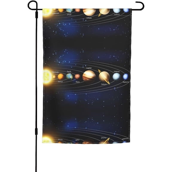 Solar System Double Sided Garden Flag, Vibrant Outdoor Yard Decor, Personalized, 12 x 18 Inch