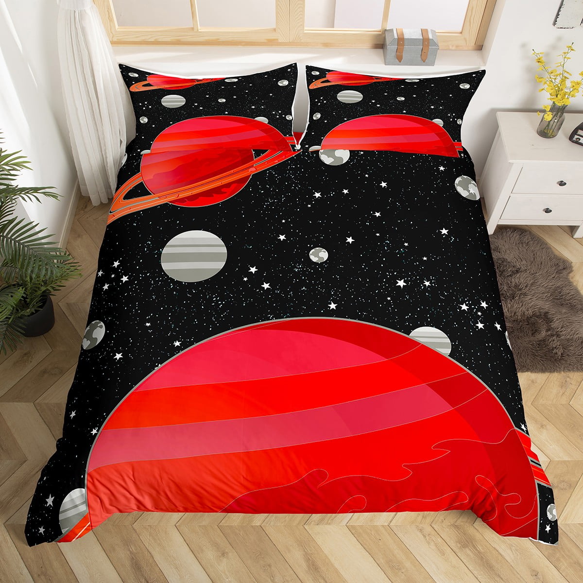 Solar System Duvet Cover for Boys Girls Outer Space Bedding Set Full