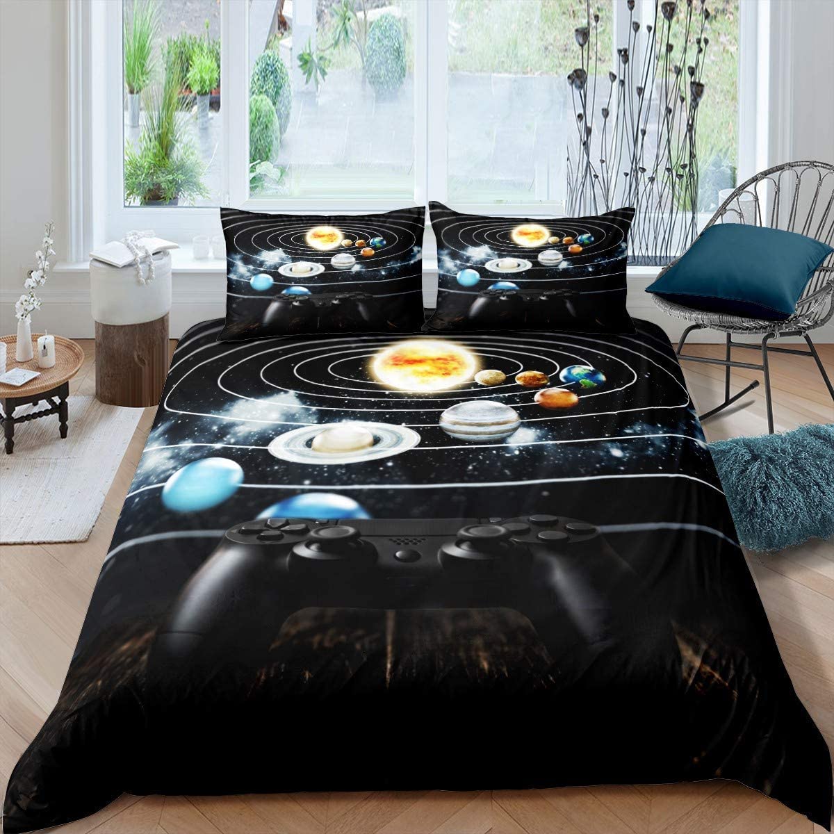 Solar System Duvet Cover Set Twin King Microfiber Outer Space Galaxy ...